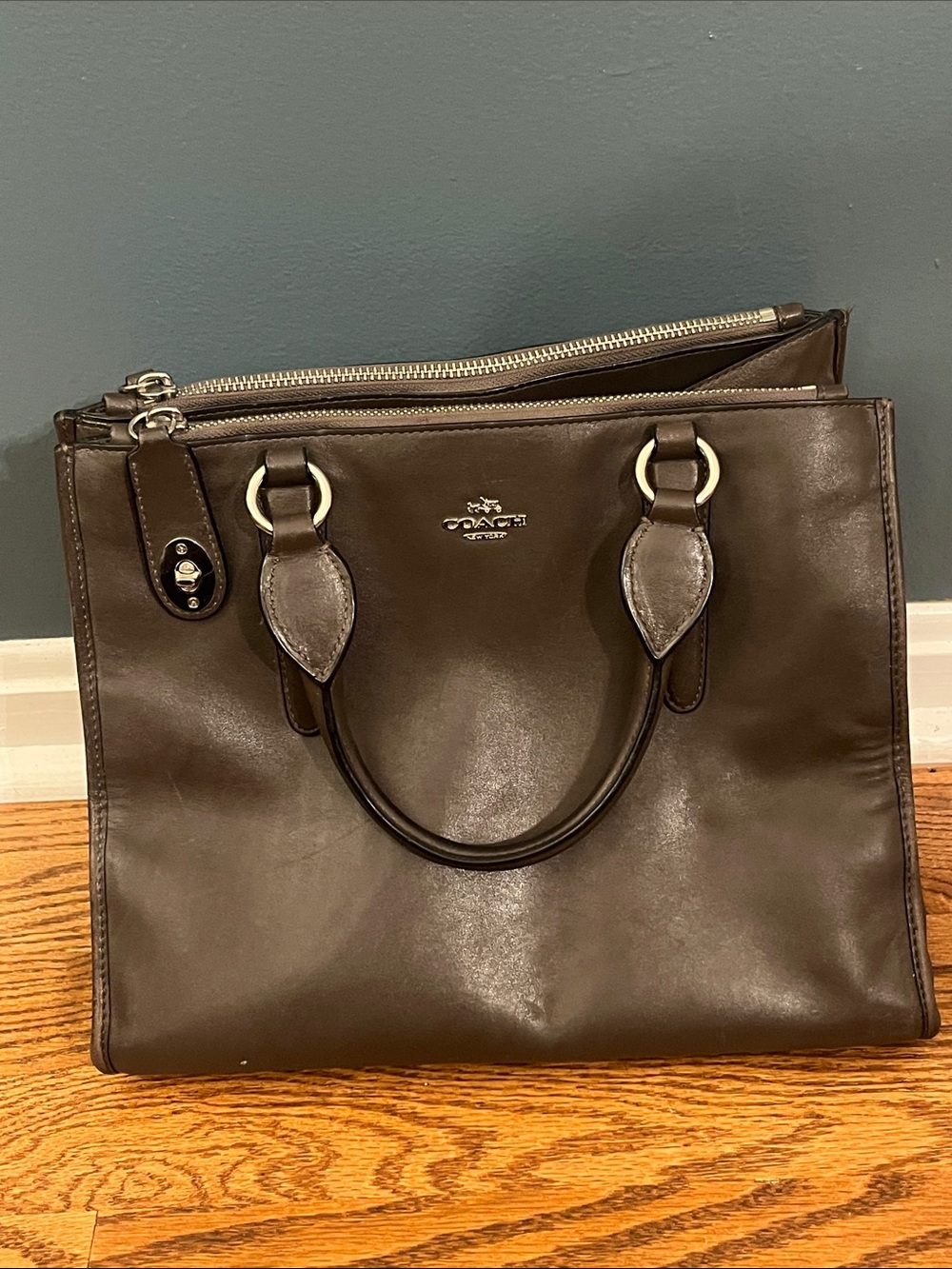 Coach Crosby Carry All In Gray Leather No33545